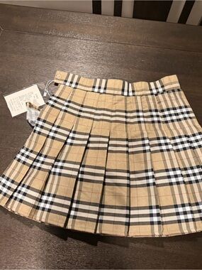 Elan Tan Plaid Pleated Skirt